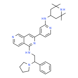 ChemSpider 2D Image | N-[2-Phenyl-2-(1-pyrrolidinyl)ethyl]-3-{2-[(2,2,6,6-tetramethyl-4-piperidinyl)amino]-4-pyridinyl}-2,6-naphthyridin-1-amine | C34H43N7