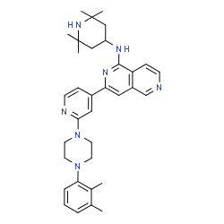 ChemSpider 2D Image | 3-{2-[4-(2,3-Dimethylphenyl)-1-piperazinyl]-4-pyridinyl}-N-(2,2,6,6-tetramethyl-4-piperidinyl)-2,6-naphthyridin-1-amine | C34H43N7
