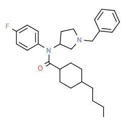 ChemSpider 2D Image | N-(1-Benzyl-3-pyrrolidinyl)-4-butyl-N-(4-fluorophenyl)cyclohexanecarboxamide | C28H37FN2O