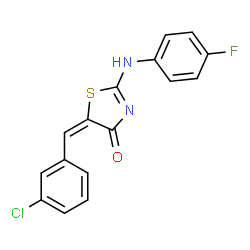 ChemSpider 2D Image | (5E)-5-(3-Chlorobenzylidene)-2-[(4-fluorophenyl)amino]-1,3-thiazol-4(5H)-one | C16H10ClFN2OS