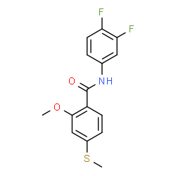 ChemSpider 2D Image | N-(3,4-Difluorophenyl)-2-methoxy-4-(methylsulfanyl)benzamide | C15H13F2NO2S