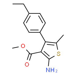 ChemSpider 2D Image | Methyl 2-amino-4-(4-ethylphenyl)-5-methyl-3-thiophenecarboxylate | C15H17NO2S