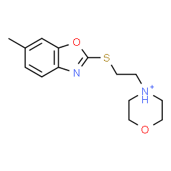 ChemSpider 2D Image | 4-{2-[(6-Methyl-1,3-benzoxazol-2-yl)sulfanyl]ethyl}morpholin-4-ium | C14H19N2O2S