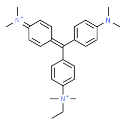 ChemSpider 2D Image | [4-([4-(Dimethylamino)phenyl]{4-[ethyl(dimethyl)ammonio]phenyl}methylene)-2,5-cyclohexadien-1-ylidene](dimethyl)ammonium | C27H35N3