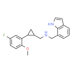 ChemSpider 2D Image | 1-[2-(5-Fluoro-2-methoxyphenyl)cyclopropyl]-N-(1H-indol-7-ylmethyl)methanamine | C20H21FN2O