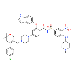 ChemSpider 2D Image | 4-(4-{[4-(4-Chlorophenyl)-6,6-dimethyl-5,6-dihydro-2H-pyran-3-yl]methyl}-1-piperazinyl)-2-(1H-indol-5-yloxy)-N-({4-[(1-methyl-4-piperidinyl)amino]-3-nitrophenyl}sulfonyl)benzamide | C45H50ClN7O7S
