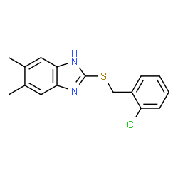 ChemSpider 2D Image | 2-[(2-Chlorobenzyl)sulfanyl]-5,6-dimethyl-1H-benzimidazole | C16H15ClN2S