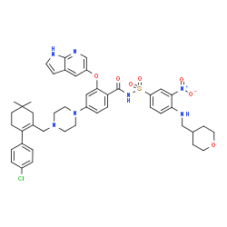 ChemSpider 2D Image | 4-(4-{[2-(4-Chlorophenyl)-5,5-dimethyl-1-cyclohexen-1-yl]methyl}-1-piperazinyl)-N-({3-nitro-4-[(tetrahydro-2H-pyran-4-ylmethyl)amino]phenyl}sulfonyl)-2-(1H-pyrrolo[2,3-b]pyridin-5-yloxy)benzamide | C45H50ClN7O7S