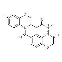 ChemSpider 2D Image | 2-[7-fluoro-4-(3-oxo-2,4-dihydro-1,4-benzoxazine-6-carbonyl)-2,3-dihydro-1,4-benzoxazin-3-yl]-N-methylacetamide | C20H18FN3O5