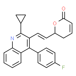 ChemSpider 2D Image | 6-{(E)-2-[2-Cyclopropyl-4-(4-fluorophenyl)-3-quinolinyl]vinyl}-5,6-dihydro-2H-pyran-2-one | C25H20FNO2