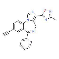 ChemSpider 2D Image | 8-Ethynyl-3-(3-methyl-1,2,4-oxadiazol-5-yl)-6-(2-pyridinyl)-4H-imidazo[1,5-a][1,4]benzodiazepine | C21H14N6O