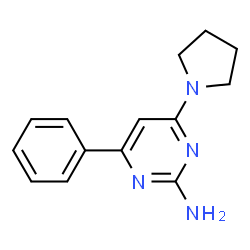 ChemSpider 2D Image | 4-Phenyl-6-(1-pyrrolidinyl)-2-pyrimidinamine | C14H16N4