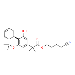 ChemSpider 2D Image | 4-Cyanobutyl 2-[(6aR,10aR)-1-hydroxy-6,6,9-trimethyl-6a,7,10,10a-tetrahydro-6H-benzo[c]chromen-3-yl]-2-methylpropanoate | C25H33NO4