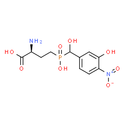 ChemSpider 2D Image | (2S)-2-Amino-4-{hydroxy[hydroxy(3-hydroxy-4-nitrophenyl)methyl]phosphoryl}butanoic acid | C11H15N2O8P