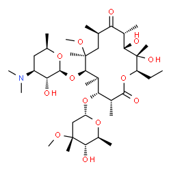 ChemSpider 2D Image | (3R,4R,5R,6R,7S,9R,11R,12S,13S,14R)-6-{[(2S,3R,4S,6R)-4-(Dimethylamino)-3-hydroxy-6-methyltetrahydro-2H-pyran-2-yl]oxy}-14-ethyl-12,13-dihydroxy-4-{[(2R,4R,5S,6S)-5-hydroxy-4-methoxy-4,6-dimethyltetra
hydro-2H-pyran-2-yl]oxy}-7-methoxy-3,5,7,9,11,13-hexamethyloxacyclotetradecane-2,10-dione (non-preferred name) | C38H69NO13