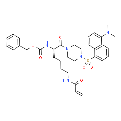 ChemSpider 2D Image | Benzyl [(2S)-6-(acryloylamino)-1-(4-{[5-(dimethylamino)-1-naphthyl]sulfonyl}-1-piperazinyl)-1-oxo-2-hexanyl]carbamate | C33H41N5O6S