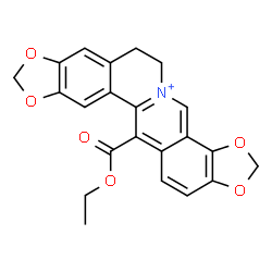 ChemSpider 2D Image | 13-(Ethoxycarbonyl)-6,7-dihydro[1,3]dioxolo[4,5-g][1,3]dioxolo[7,8]isoquinolino[3,2-a]isoquinolin-5-ium | C22H18NO6
