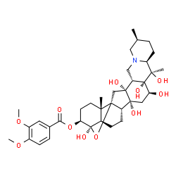 ChemSpider 2D Image | (3beta,4beta,5alpha,9beta,16beta)-4,12,14,16,17,20-Hexahydroxy-4,9-epoxycevan-3-yl 3,4-dimethoxybenzoate | C36H51NO11