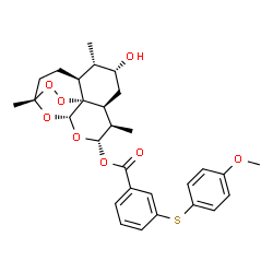 ChemSpider 2D Image | (1S,4S,5S,6R,8S,9R,10S,12R,13R)-6-Hydroxy-1,5,9-trimethyl-11,14,15,16-tetraoxatetracyclo[10.3.1.0~4,13~.0~8,13~]hexadec-10-yl 3-[(4-methoxyphenyl)sulfanyl]benzoate | C29H34O8S