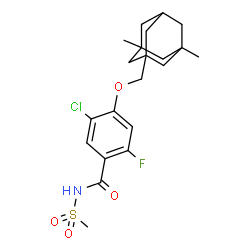 ChemSpider 2D Image | 5-Chloro-4-[(3,5-dimethyladamantan-1-yl)methoxy]-2-fluoro-N-(methylsulfonyl)benzamide | C21H27ClFNO4S