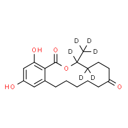 ChemSpider 2D Image | 14,16-Dihydroxy-3-(~2~H_3_)methyl(3,4,4-~2~H_3_)-3,4,5,6,9,10,11,12-octahydro-1H-2-benzoxacyclotetradecine-1,7(8H)-dione | C18H18D6O5
