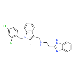 ChemSpider 2D Image | 2-(1H-Benzimidazol-2-yl)-N-{[1-(2,4-dichlorobenzyl)-2-methyl-1H-indol-3-yl]methyl}ethanamine | C26H24Cl2N4
