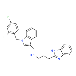 ChemSpider 2D Image | 3-(1H-Benzimidazol-2-yl)-N-{[1-(2,4-dichlorobenzyl)-1H-indol-3-yl]methyl}-1-propanamine | C26H24Cl2N4