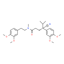 ChemSpider 2D Image | (4R)-4-Cyano-4-(3,4-dimethoxyphenyl)-N-[2-(3,4-dimethoxyphenyl)ethyl]-N,5-dimethylhexanamide | C27H36N2O5