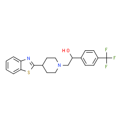 ChemSpider 2D Image | 2-[4-(1,3-Benzothiazol-2-yl)-1-piperidinyl]-1-[4-(trifluoromethyl)phenyl]ethanol | C21H21F3N2OS