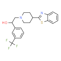 ChemSpider 2D Image | 2-[4-(1,3-Benzothiazol-2-yl)-1-piperidinyl]-1-[3-(trifluoromethyl)phenyl]ethanol | C21H21F3N2OS