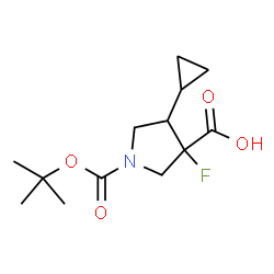 ChemSpider 2D Image | 4-Cyclopropyl-3-fluoro-1-{[(2-methyl-2-propanyl)oxy]carbonyl}-3-pyrrolidinecarboxylic acid | C13H20FNO4