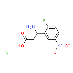 ChemSpider 2D Image | 3-Amino-3-(2-fluoro-5-nitrophenyl)propanoic acid hydrochloride (1:1) | C9H10ClFN2O4