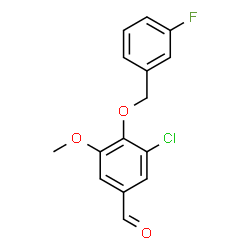 ChemSpider 2D Image | 3-Chloro-4-[(3-fluorobenzyl)oxy]-5-methoxybenzaldehyde | C15H12ClFO3