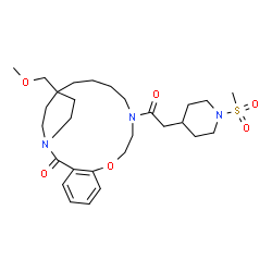 ChemSpider 2D Image | 17-(Methoxymethyl)-12-{[1-(methylsulfonyl)-4-piperidinyl]acetyl}-9-oxa-1,12-diazatricyclo[15.2.2.0~3,8~]henicosa-3,5,7-trien-2-one | C28H43N3O6S