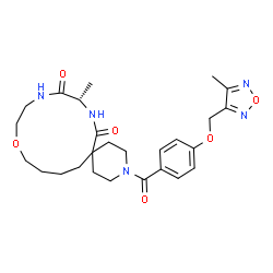 ChemSpider 2D Image | (9S)-9-Methyl-3-{4-[(4-methyl-1,2,5-oxadiazol-3-yl)methoxy]benzoyl}-14-oxa-3,8,11-triazaspiro[5.12]octadecane-7,10-dione | C26H35N5O6