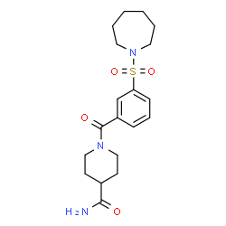 ChemSpider 2D Image | 1-[3-(1-Azepanylsulfonyl)benzoyl]-4-piperidinecarboxamide | C19H27N3O4S