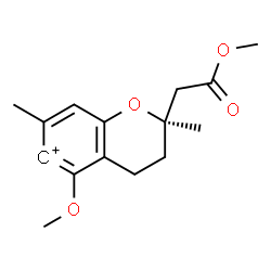 ChemSpider 2D Image | (2R)-5-Methoxy-2-(2-methoxy-2-oxoethyl)-2,7-dimethyl-3,4-dihydro-2H-chromen-6-ylium | C15H19O4