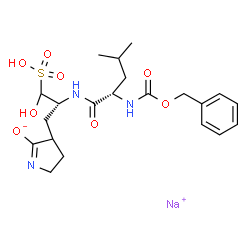 ChemSpider 2D Image | Sodium 4-[(2R)-2-({N-[(benzyloxy)carbonyl]-L-leucyl}amino)-3-hydroxy-3-sulfopropyl]-3,4-dihydro-2H-pyrrol-5-olate | C21H30N3NaO8S