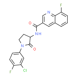 ChemSpider 2D Image | N-[1-(3-Chloro-4-fluorophenyl)-2-oxo-3-pyrrolidinyl]-8-fluoro-3-quinolinecarboxamide | C20H14ClF2N3O2