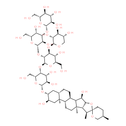 ChemSpider 2D Image | (2alpha,3beta,5alpha,14xi,15alpha,25R)-2,15-Dihydroxyspirostan-3-yl beta-D-glucopyranosyl-(1->3)-beta-D-galactopyranosyl-(1->2)-[beta-D-xylopyranosyl-(1->3)]-beta-D-glucopyranosyl-(1->4)-beta-D-galact
opyranoside | C56H92O29