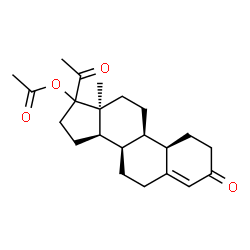 ChemSpider 2D Image | (9beta,14beta,17xi)-3,20-Dioxo-19-norpregn-4-en-17-yl acetate | C22H30O4