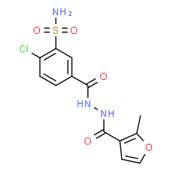 ChemSpider 2D Image | 2-Chloro-5-{[2-(2-methyl-3-furoyl)hydrazino]carbonyl}benzenesulfonamide | C13H12ClN3O5S