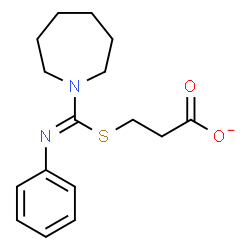 ChemSpider 2D Image | 3-{[(Z)-1-Azepanyl(phenylimino)methyl]sulfanyl}propanoate | C16H21N2O2S