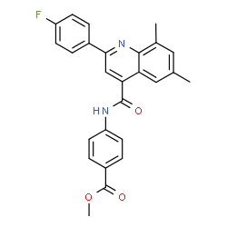 ChemSpider 2D Image | Methyl 4-({[2-(4-fluorophenyl)-6,8-dimethyl-4-quinolinyl]carbonyl}amino)benzoate | C26H21FN2O3