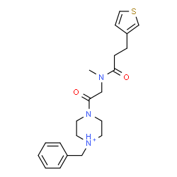 ChemSpider 2D Image | 1-Benzyl-4-{N-methyl-N-[3-(3-thienyl)propanoyl]glycyl}piperazin-1-ium | C21H28N3O2S