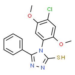 ChemSpider 2D Image | 4-(4-Chloro-2,5-dimethoxyphenyl)-5-phenyl-2,4-dihydro-3H-1,2,4-triazole-3-thione | C16H14ClN3O2S