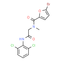 ChemSpider 2D Image | 5-Bromo-N-{2-[(2,6-dichlorophenyl)amino]-2-oxoethyl}-N-methyl-2-furamide | C14H11BrCl2N2O3