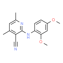 ChemSpider 2D Image | 2-[(2,4-Dimethoxyphenyl)amino]-4,6-dimethylnicotinonitrile | C16H17N3O2
