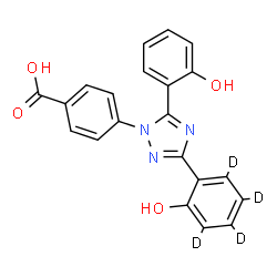 ChemSpider 2D Image | 4-{5-(2-Hydroxyphenyl)-3-[2-hydroxy(~2~H_4_)phenyl]-1H-1,2,4-triazol-1-yl}benzoic acid | C21H11D4N3O4