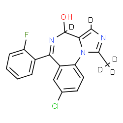 ChemSpider 2D Image | 8-Chloro-6-(2-fluorophenyl)-1-(~2~H_3_)methyl(3,4-~2~H_2_)-4H-imidazo[1,5-a][1,4]benzodiazepin-4-ol | C18H8D5ClFN3O